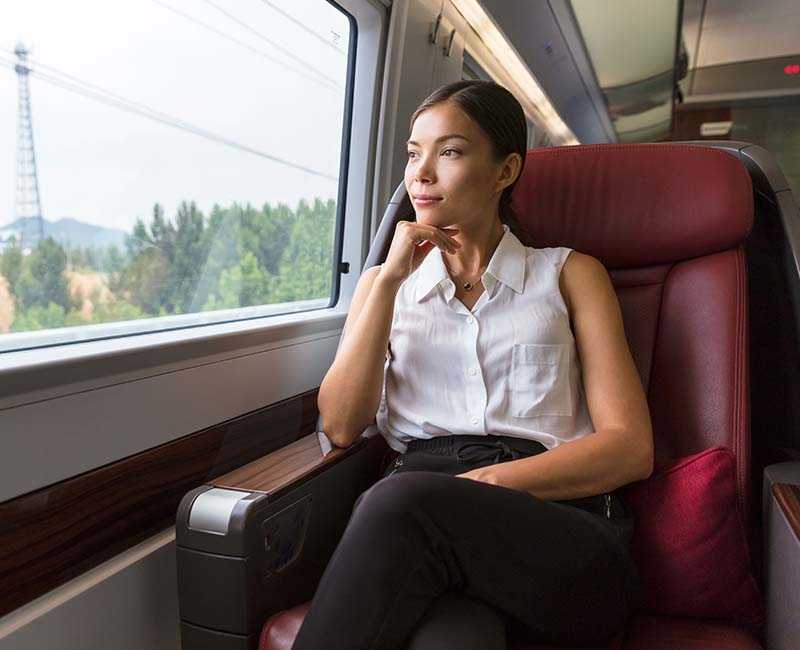 A passenger on a train.